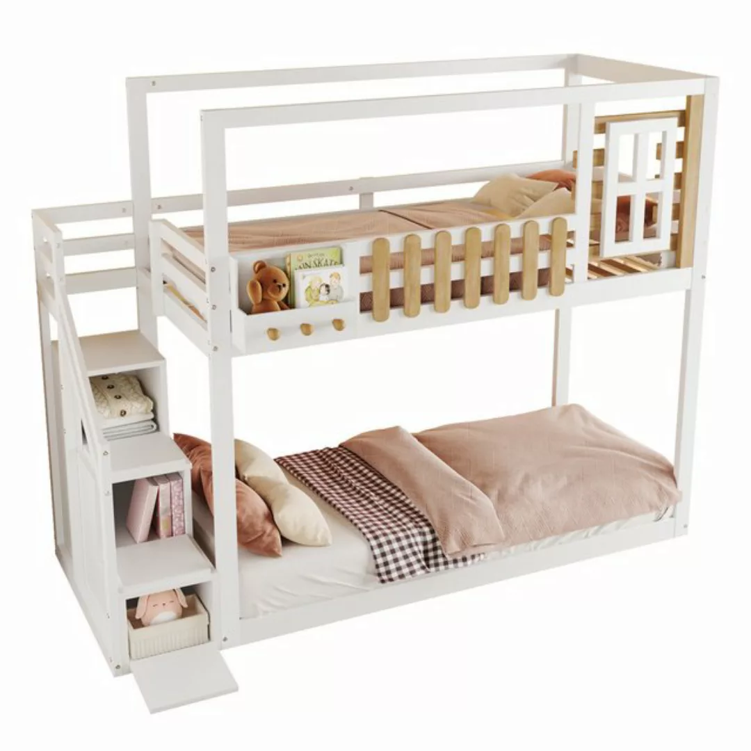 Odikalo Etagenbett Kinderbett Jugendbett Treppe Regalkasten Schließfächer W günstig online kaufen