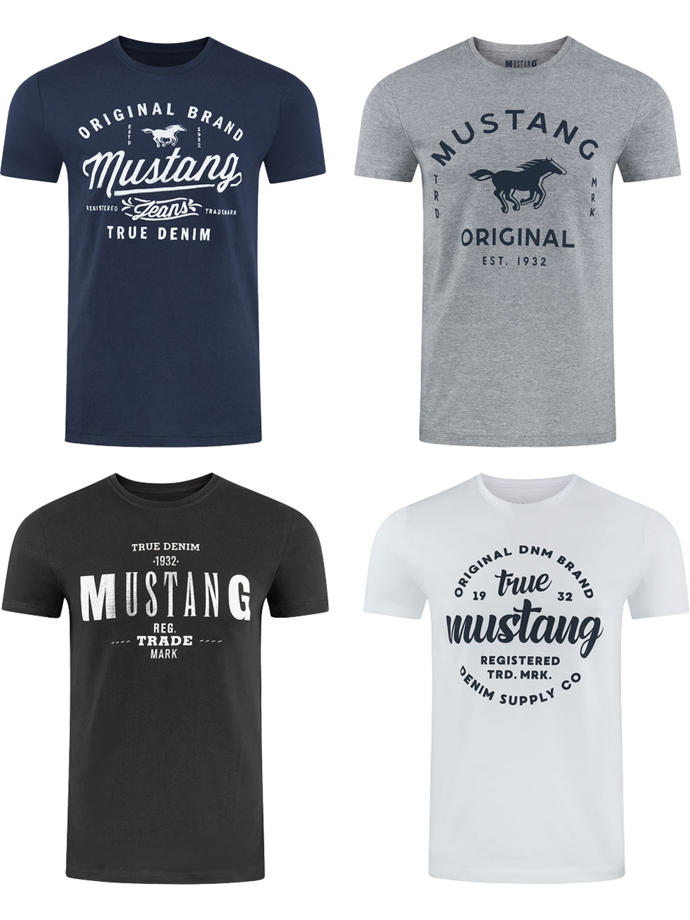 MUSTANG Tshirt Herren Baumwolle Regular Fit 4er Pack günstig online kaufen