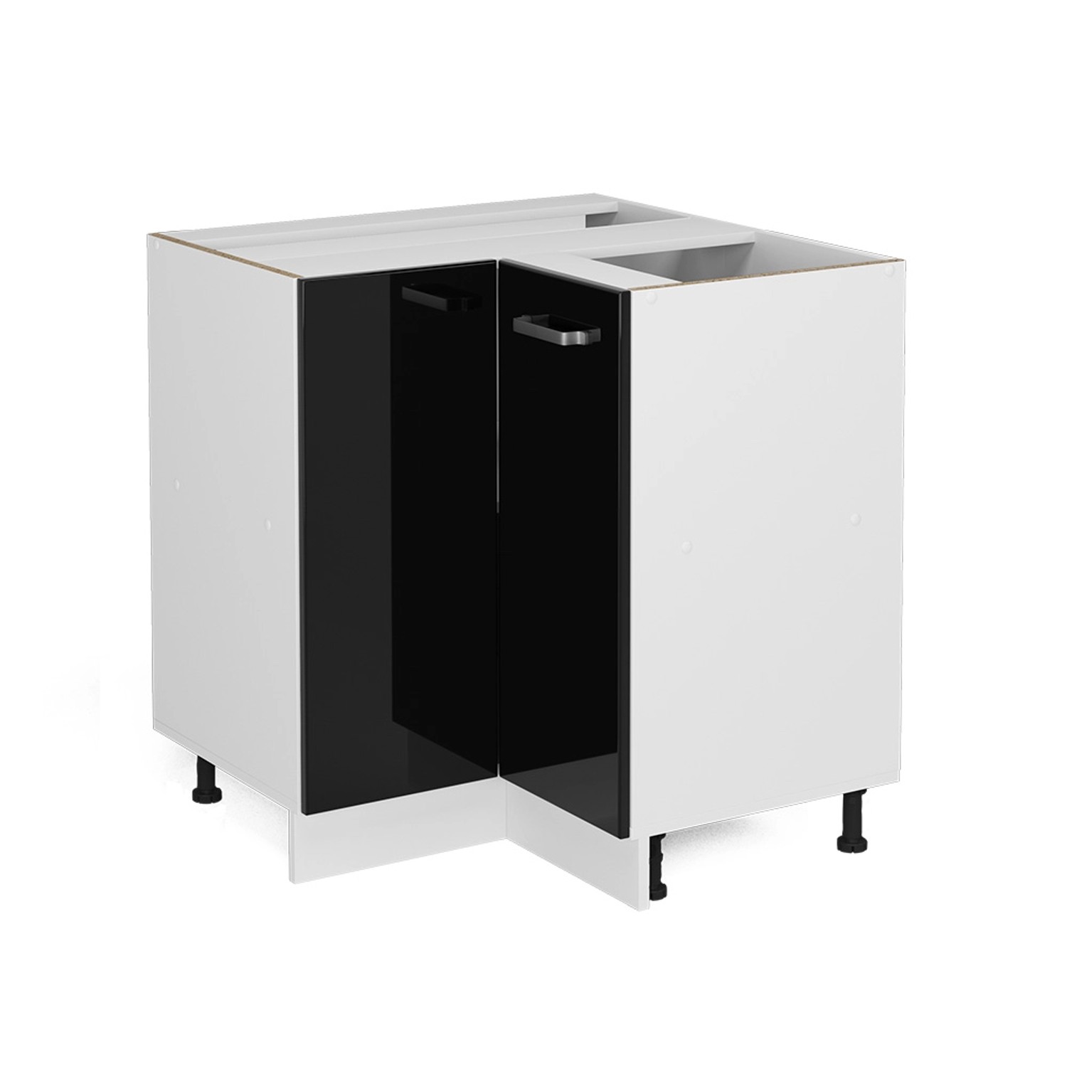 Vicco Eckunterschrank R-Line, Schwarz Hochglanz/Weiß, 75.6 günstig online kaufen
