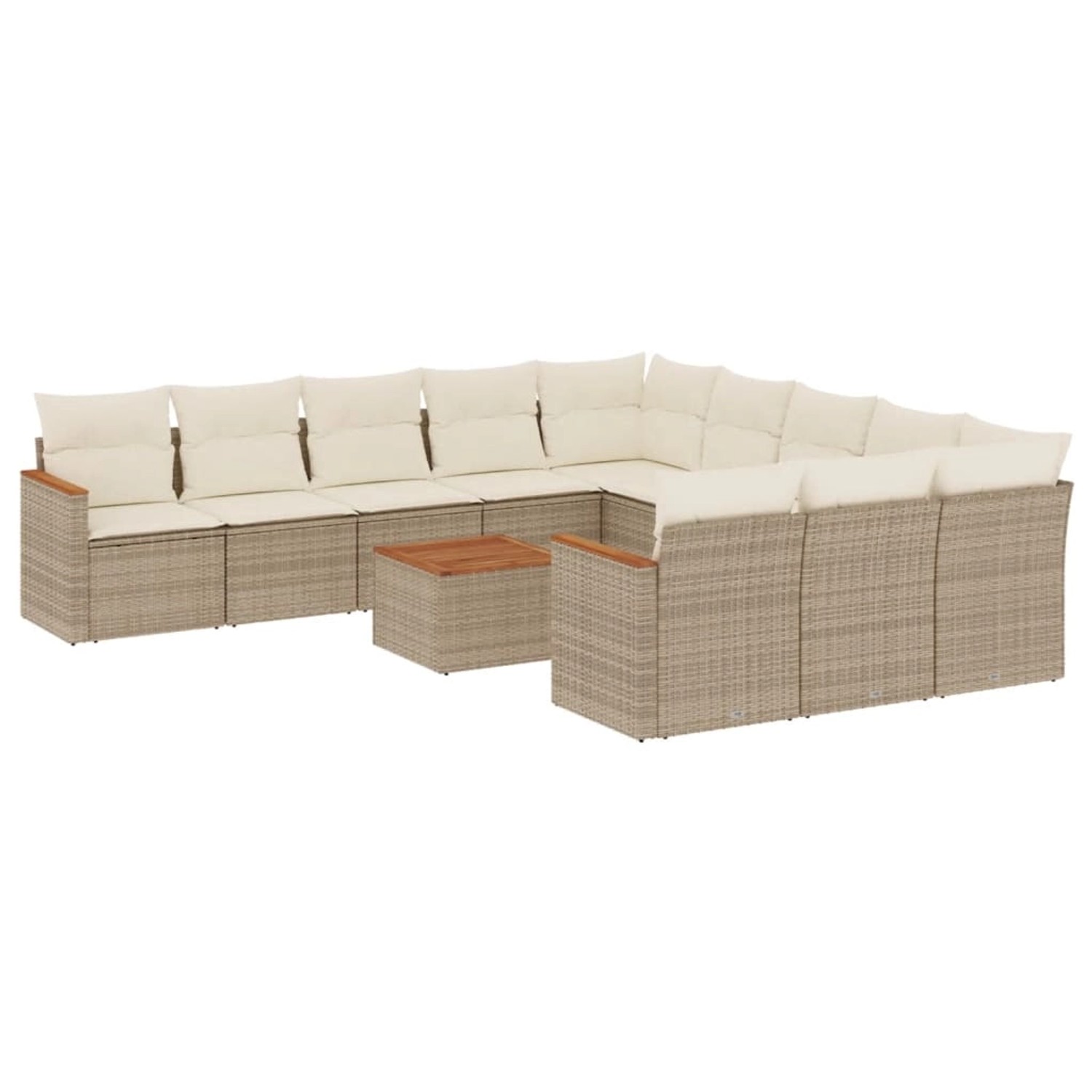 vidaXL 12-Tlg Garten-Sofagarnitur mit Kissen Beige Poly Rattan 3226436 günstig online kaufen
