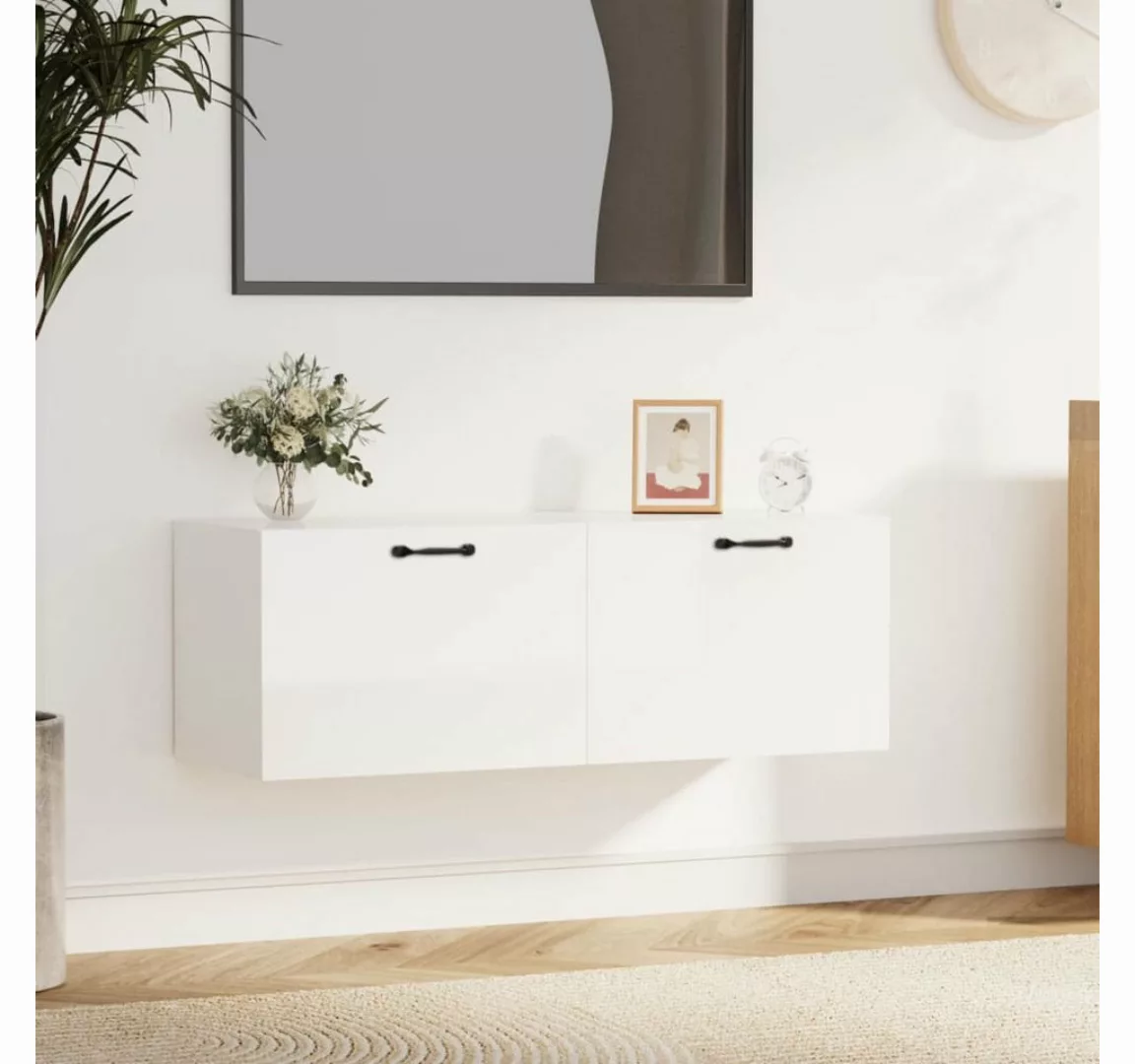 vidaXL Kleiderschrank Wandschrank Hochglanz-Weiß 100x36,5x35 cm Holzwerksto günstig online kaufen
