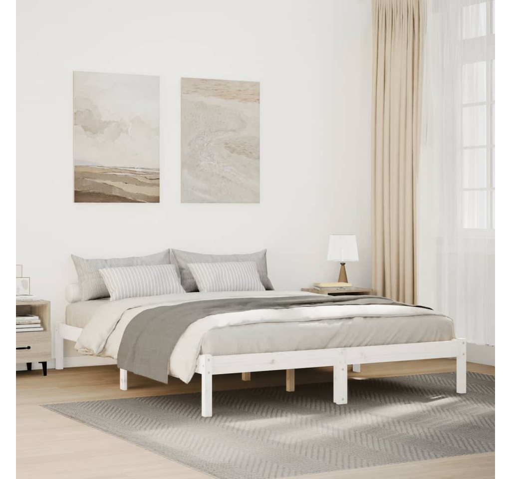 vidaXL Bett, Massivholzbett Extra Lang ohne Matratze Weiß 140x220 Kieferhol günstig online kaufen