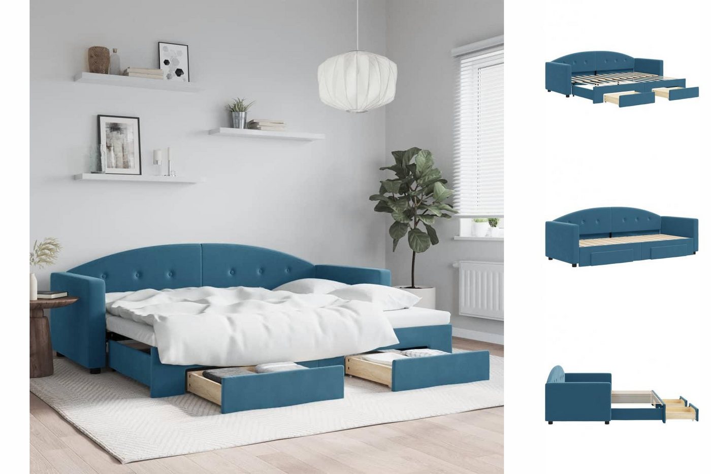 vidaXL Gästebett Gästebett Tagesbett Ausziehbar mit Schubladen Blau 80x200 günstig online kaufen