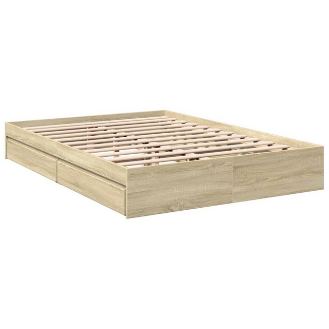 vidaXL Bett, Bettgestell mit Schubladen Sonoma-Eiche 160x200cm Holzwerkstof günstig online kaufen