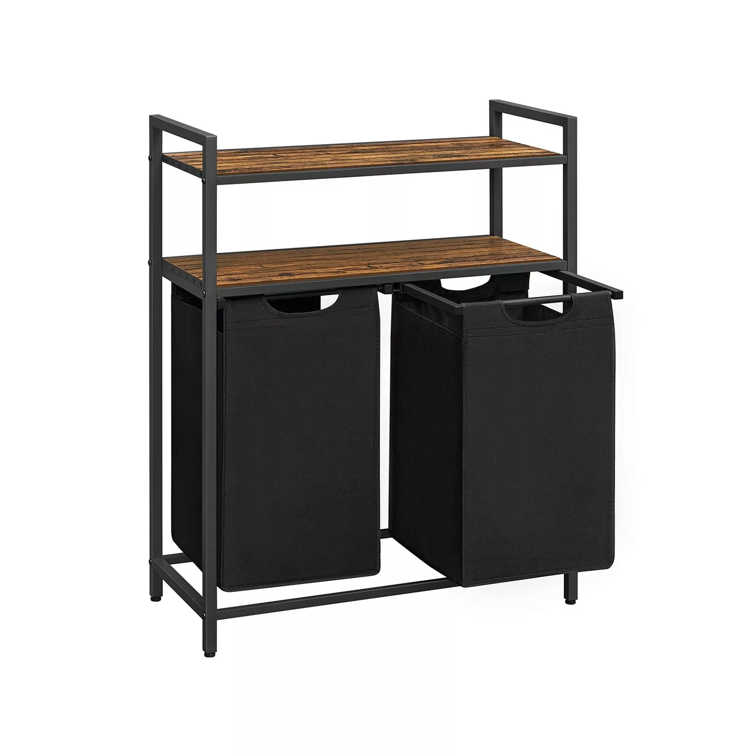 Vasagle Wäschekorb 2 Fächern 33 cm x 73 cm x 92 cm Braun-Schwarz 92 l günstig online kaufen