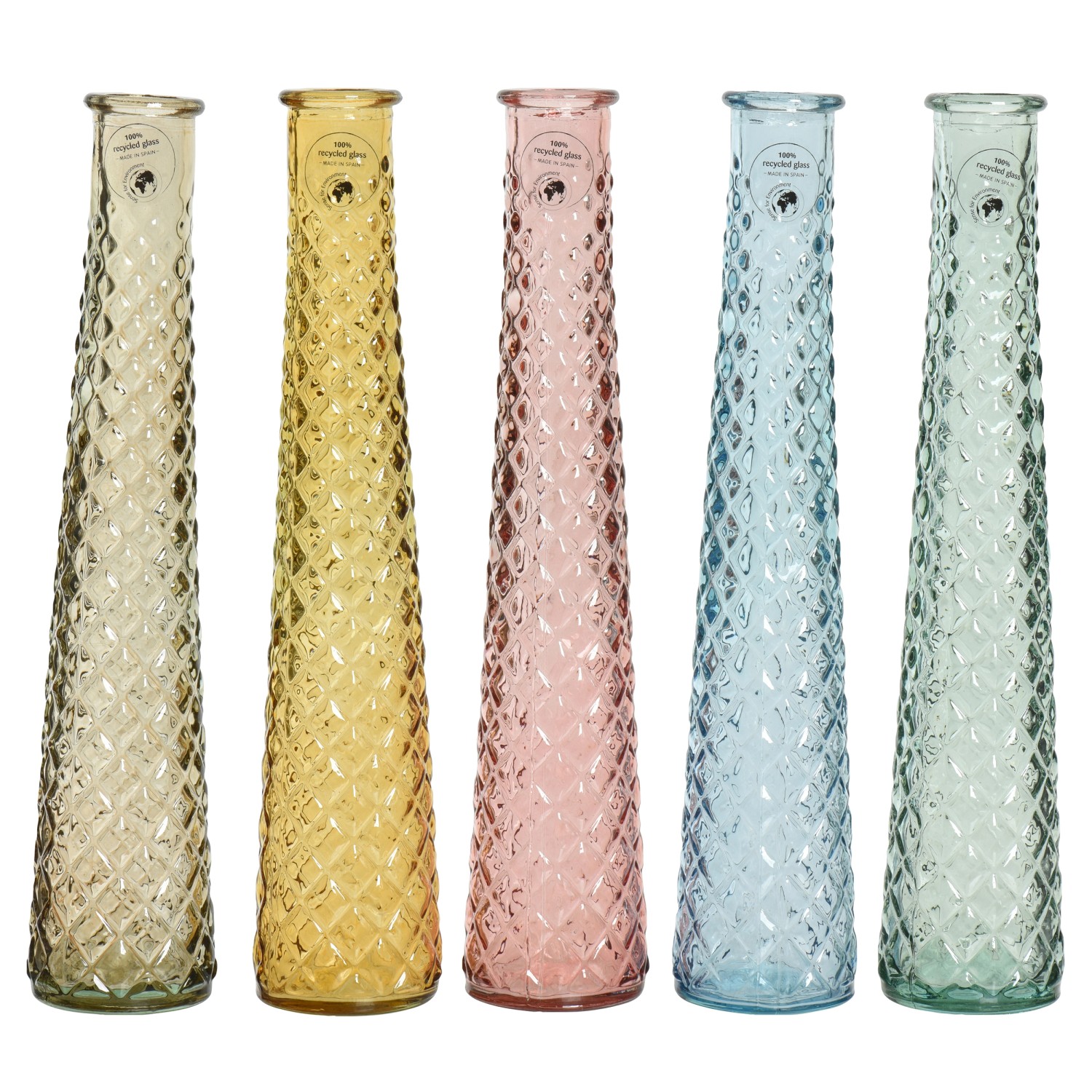 Vase Glas 5-fach sortiert Ø 7 cm x 32 cm Farbauswahl günstig online kaufen