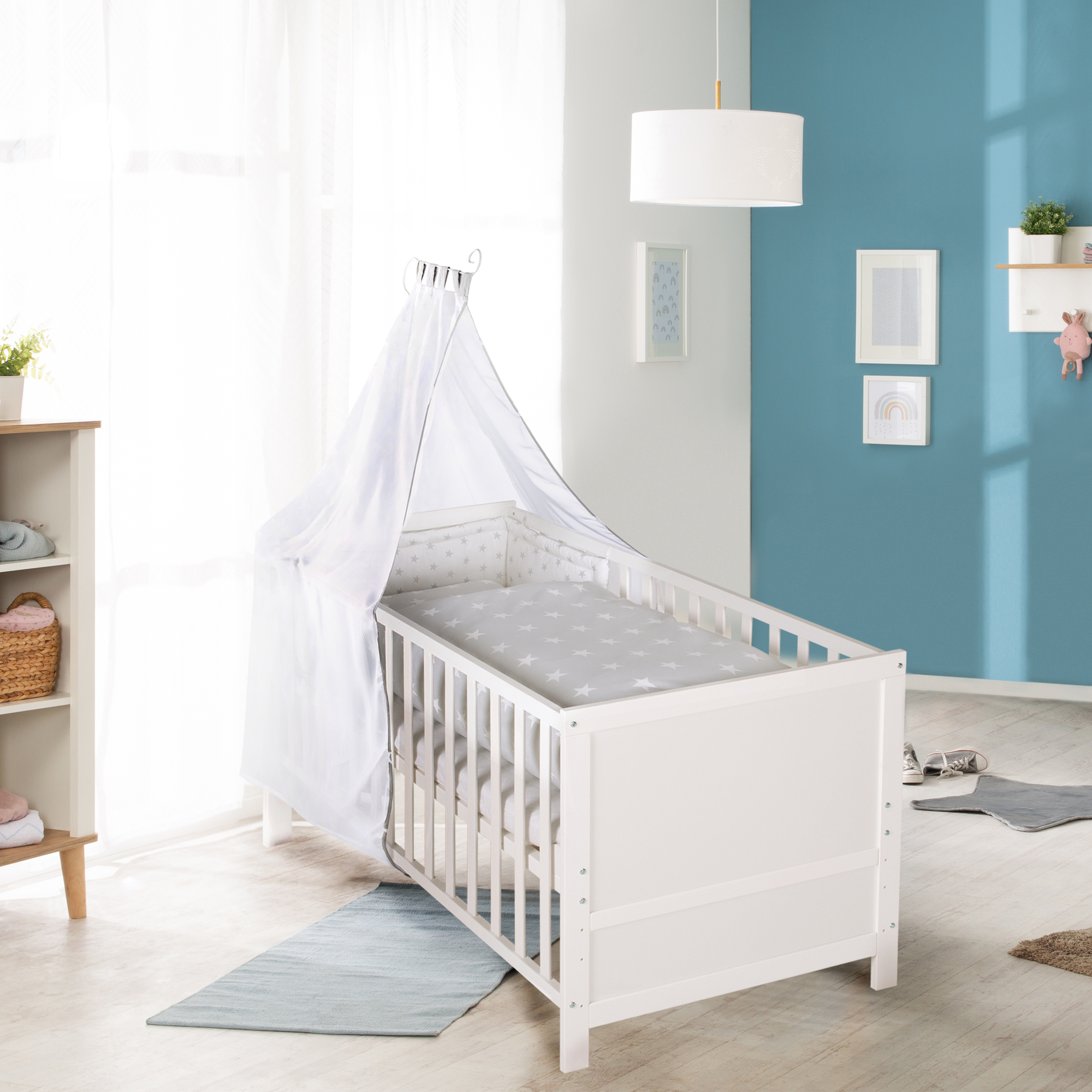 roba Komplettbett "Kinderbettset, Sterne grau, 70x140 cm", (5 tlg.), mit La günstig online kaufen