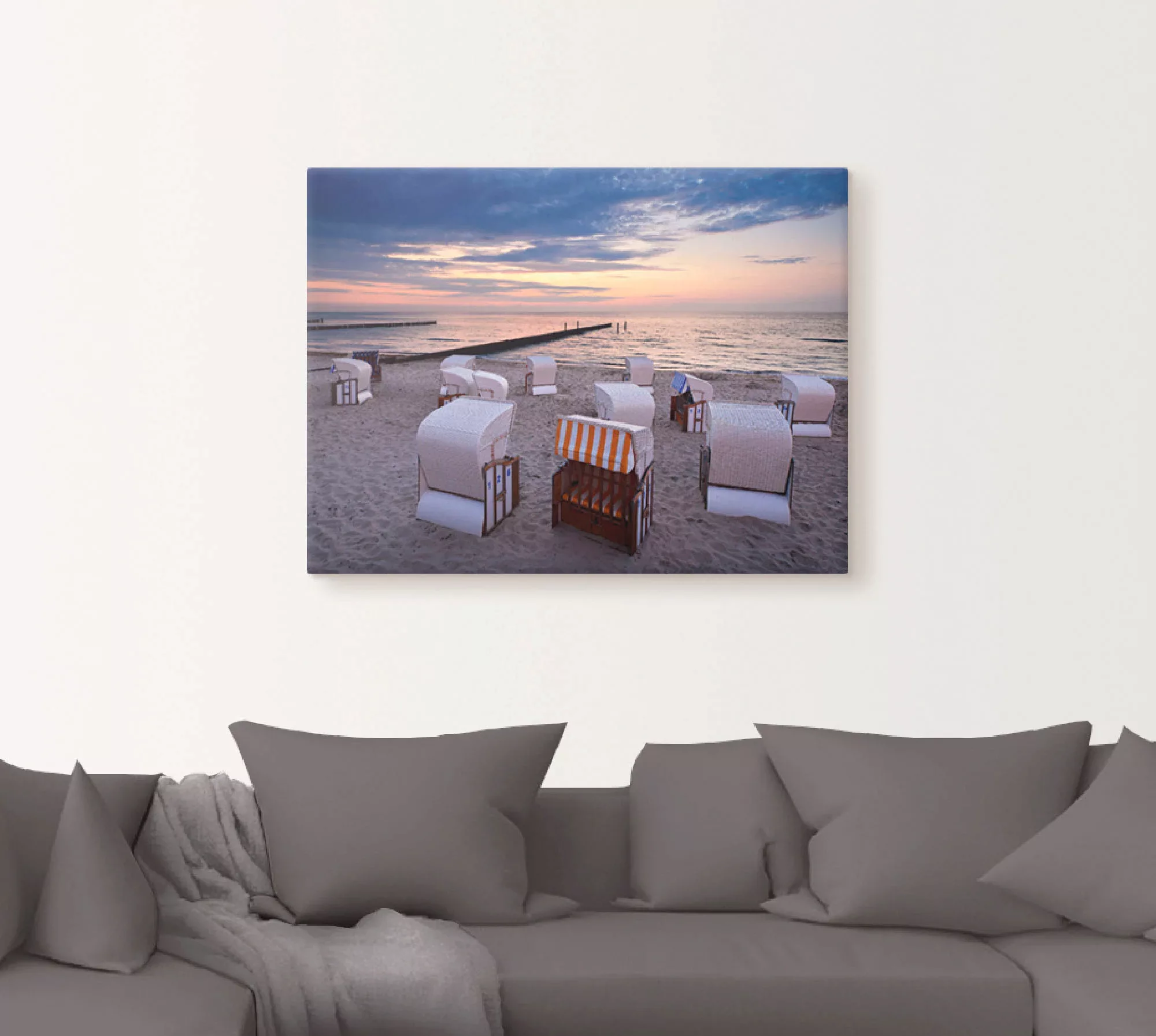 Artland Leinwandbild "Strandkörbe an der Ostsee", Strand, (1 St.), auf Keil günstig online kaufen