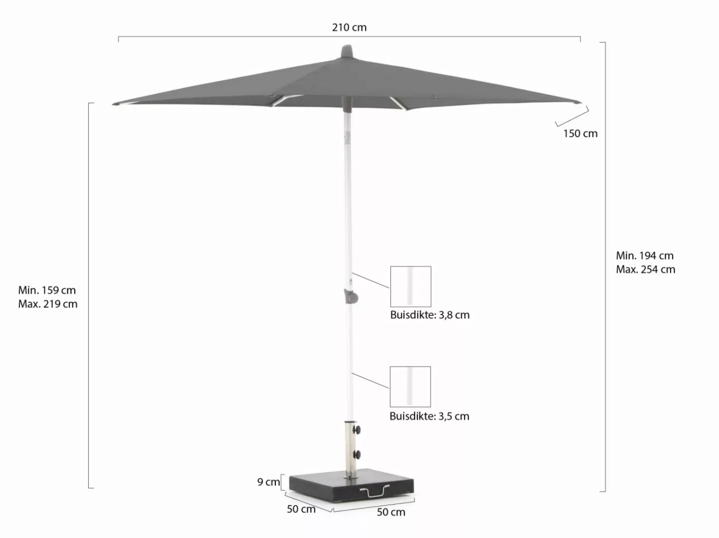 Glatz Alu-Smart Sonnundschirm 210x150 cm günstig online kaufen