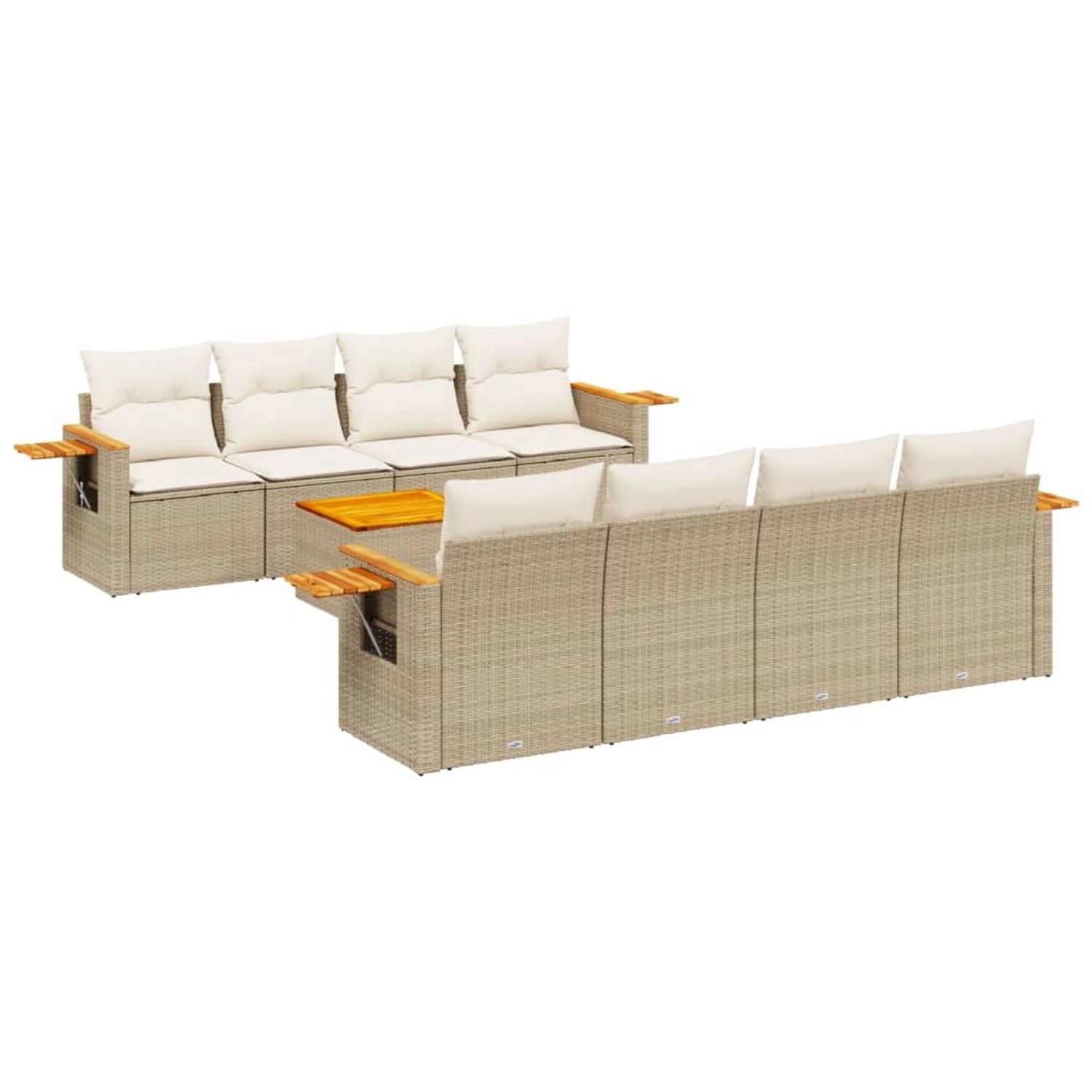 vidaXL 9-Tlg Garten-Sofagarnitur mit Kissen Beige Poly Rattan 3259062 günstig online kaufen