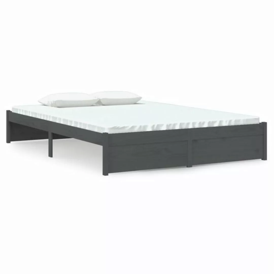 furnicato Bett Massivholzbett Grau 140x200 cm günstig online kaufen