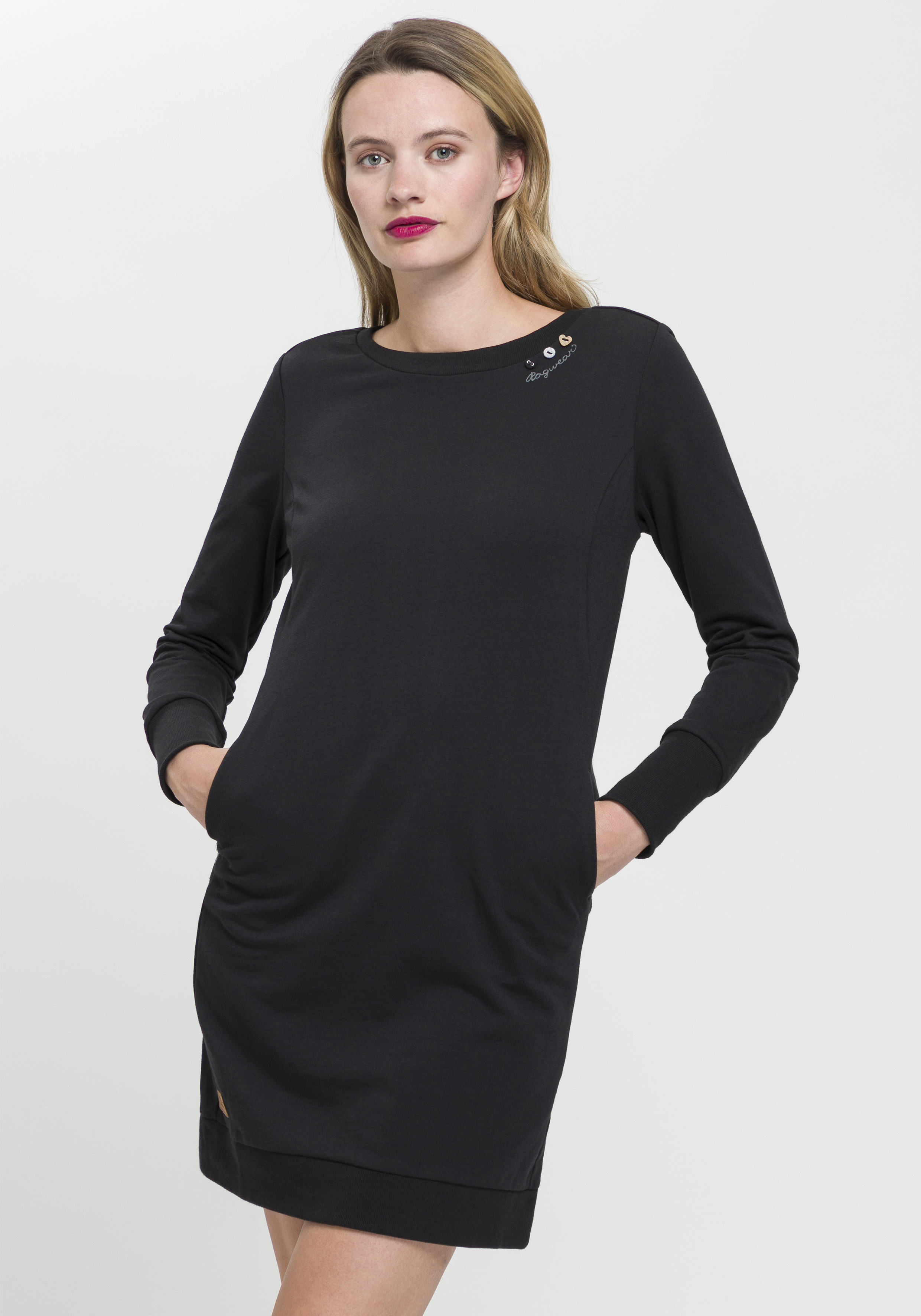 Ragwear Sweatkleid "MENITA O", mit veganer 3 Knopf-Applikation günstig online kaufen