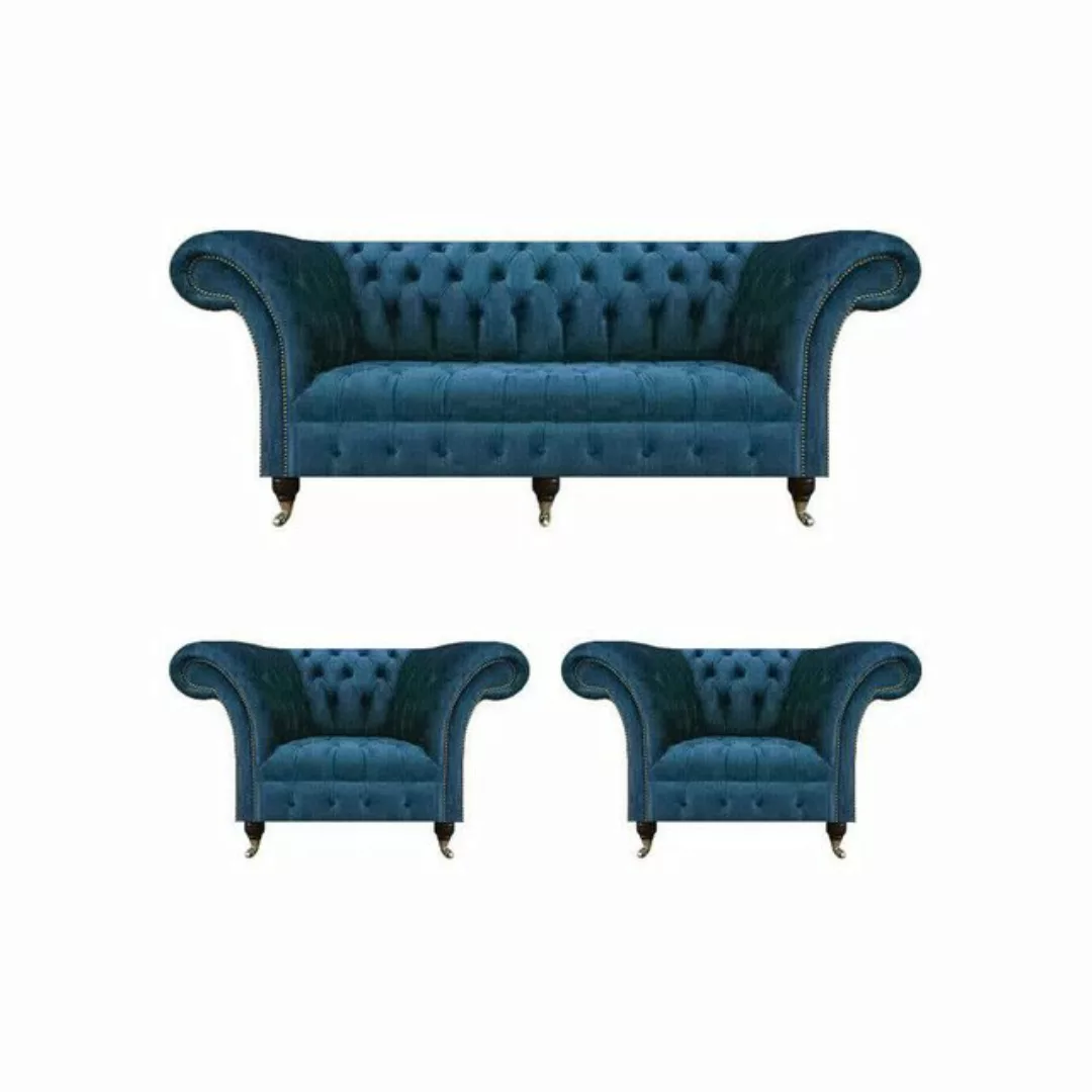 JVmoebel Chesterfield-Sofa Chesterfield Modern Set 3tlg Luxus Sofas Komplet günstig online kaufen