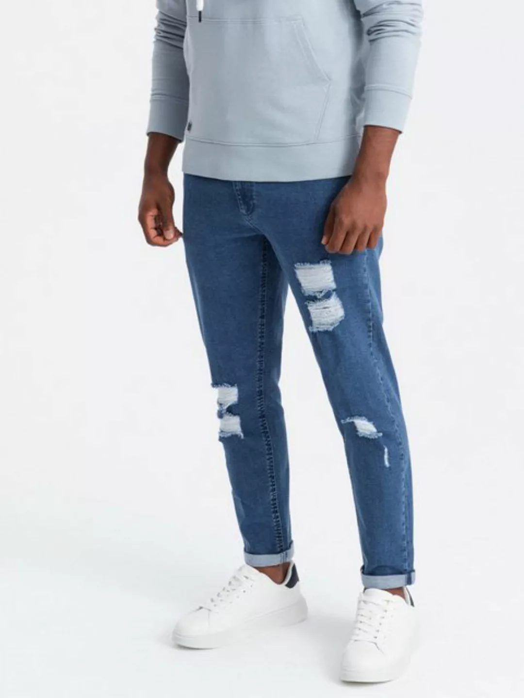 OMBRE Destroyed-Jeans Herren- Jeanshose TAPER FIT mit geriebenen Nähten günstig online kaufen