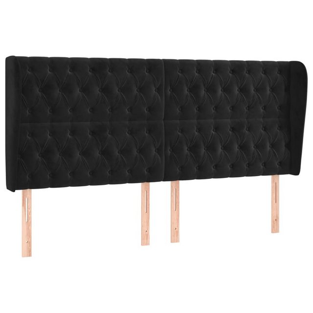 vidaXL Bett, Kopfteil mit Ohren Schwarz 203x23x118/128 cm Samt günstig online kaufen