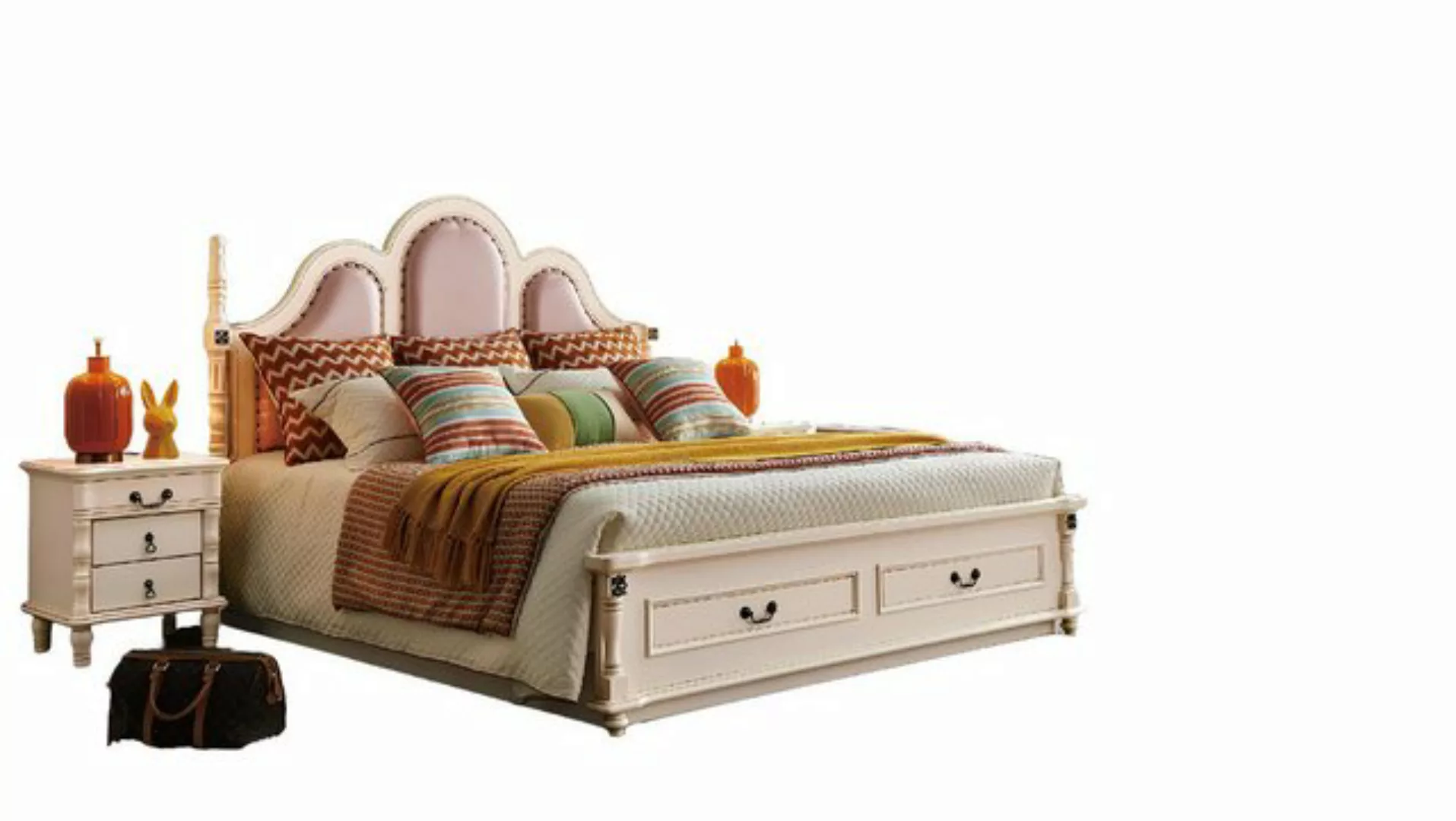 Xlmoebel Bett 3-teiliges Schlafzimmer-Set mit 2 Nachttischen aus Holz, (3-t günstig online kaufen