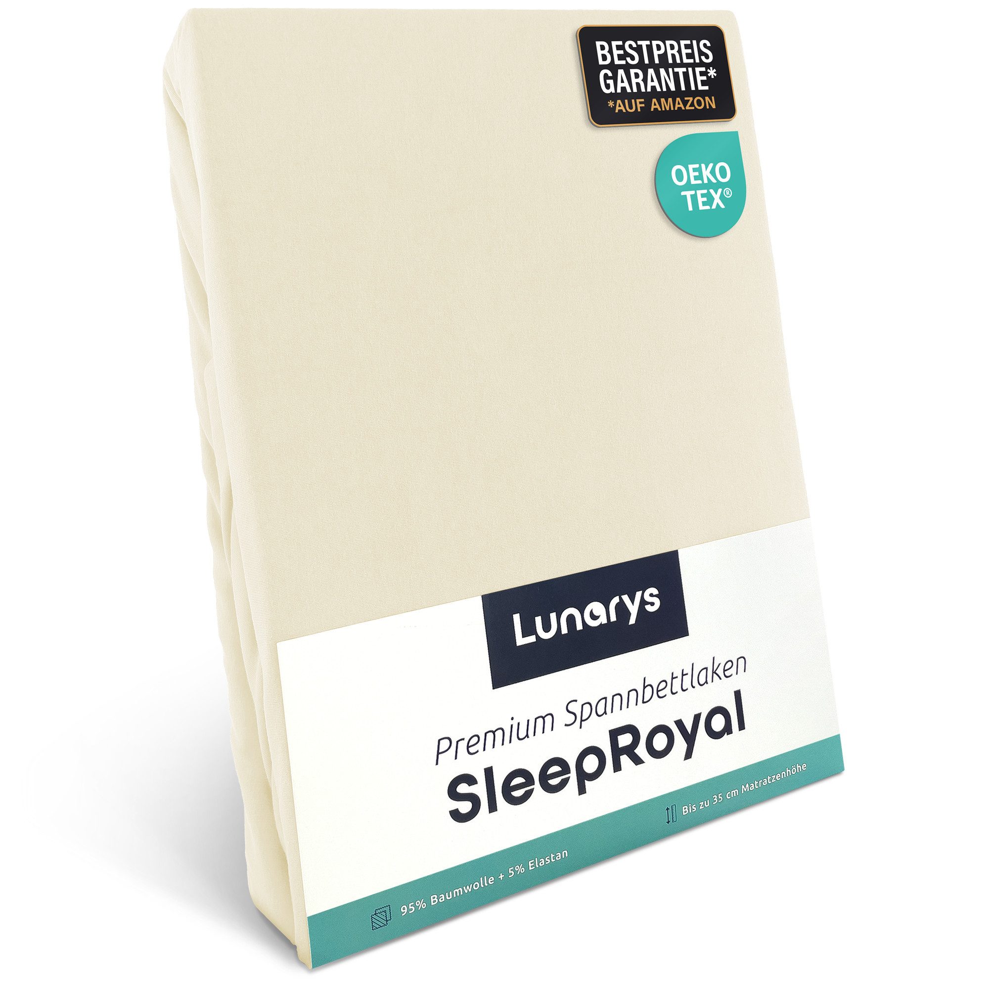 Lunarys Spannbettlaken SleepRoyal, Jersey-Elasthan, Gummizug: rundum, günstig online kaufen