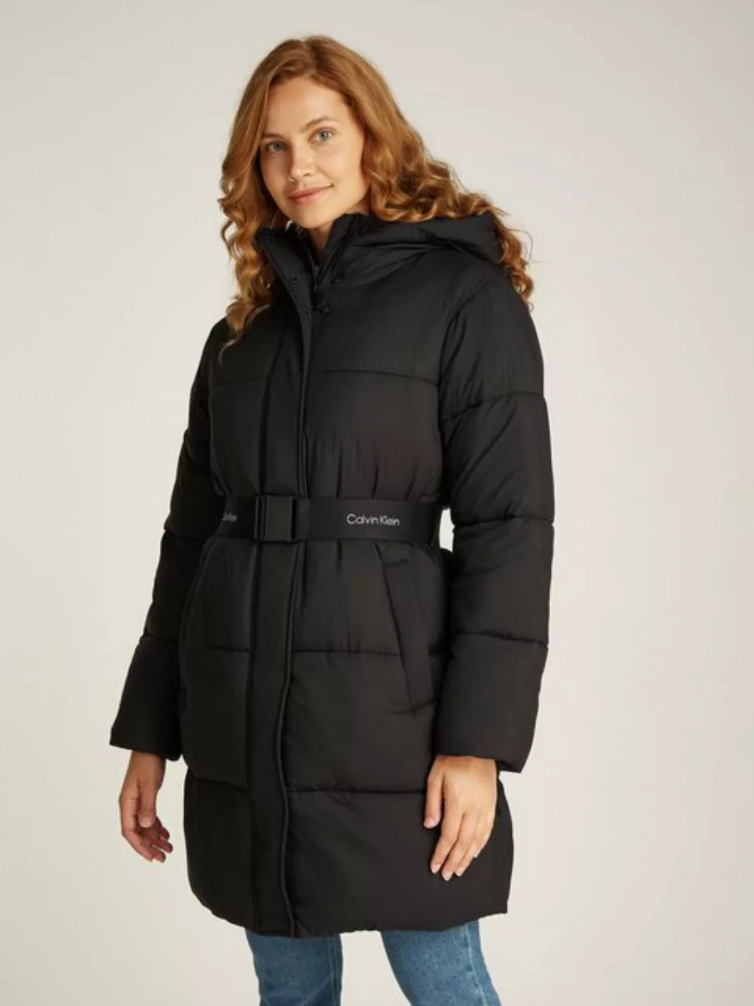 Calvin Klein Jeans Steppjacke LOGO BELT LONG PUFFER mit Gürtel günstig online kaufen