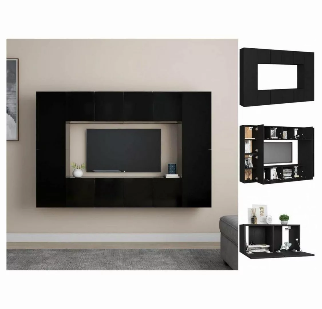 vidaXL TV-Schrank 8-tlg TV-Schrank-Set Schwarz Spanplatte günstig online kaufen