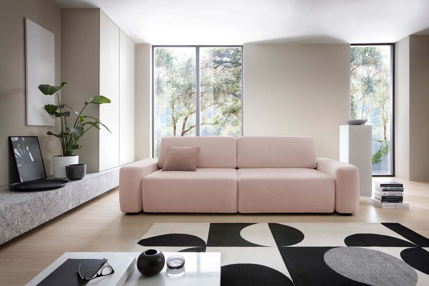 Goldstoff Sofa Sofa Boucle MILA, Couch mit schlaffunktion und bettkasten günstig online kaufen