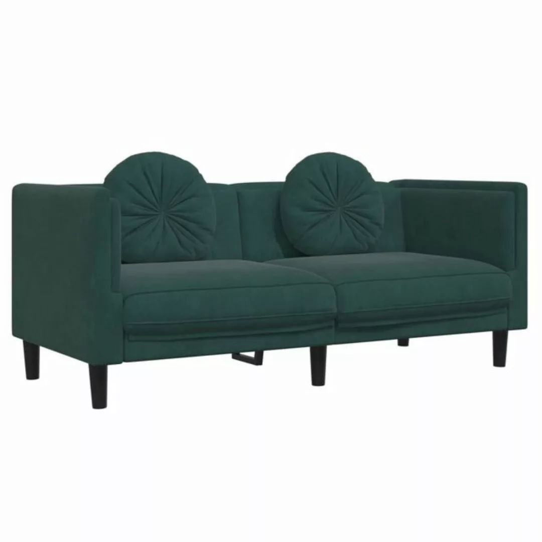 vidaXL Sofa Sofa mit Kissen 2-Sitzer Dunkelgrün Samt günstig online kaufen