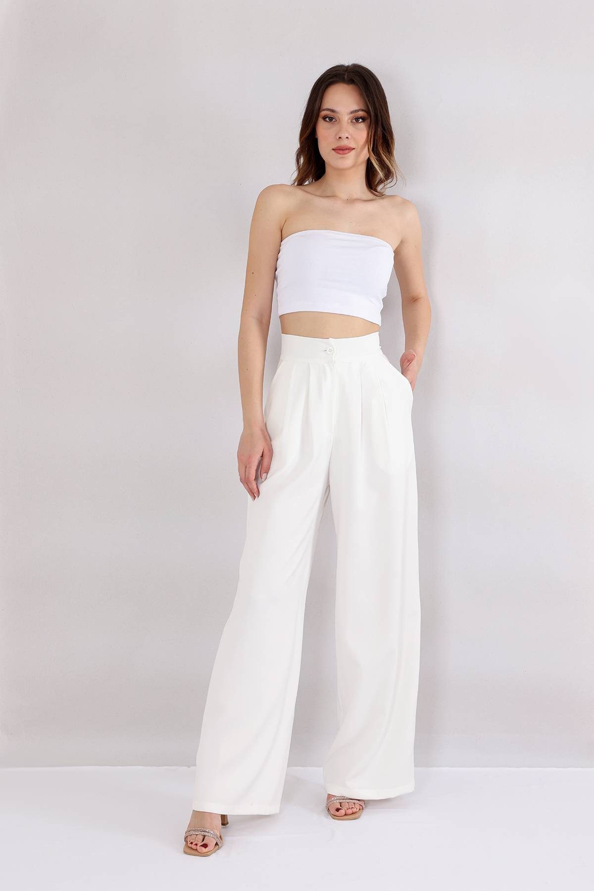 fashionshowcase Bundfaltenhose Damen Palazzohose – Hoher günstig online kaufen