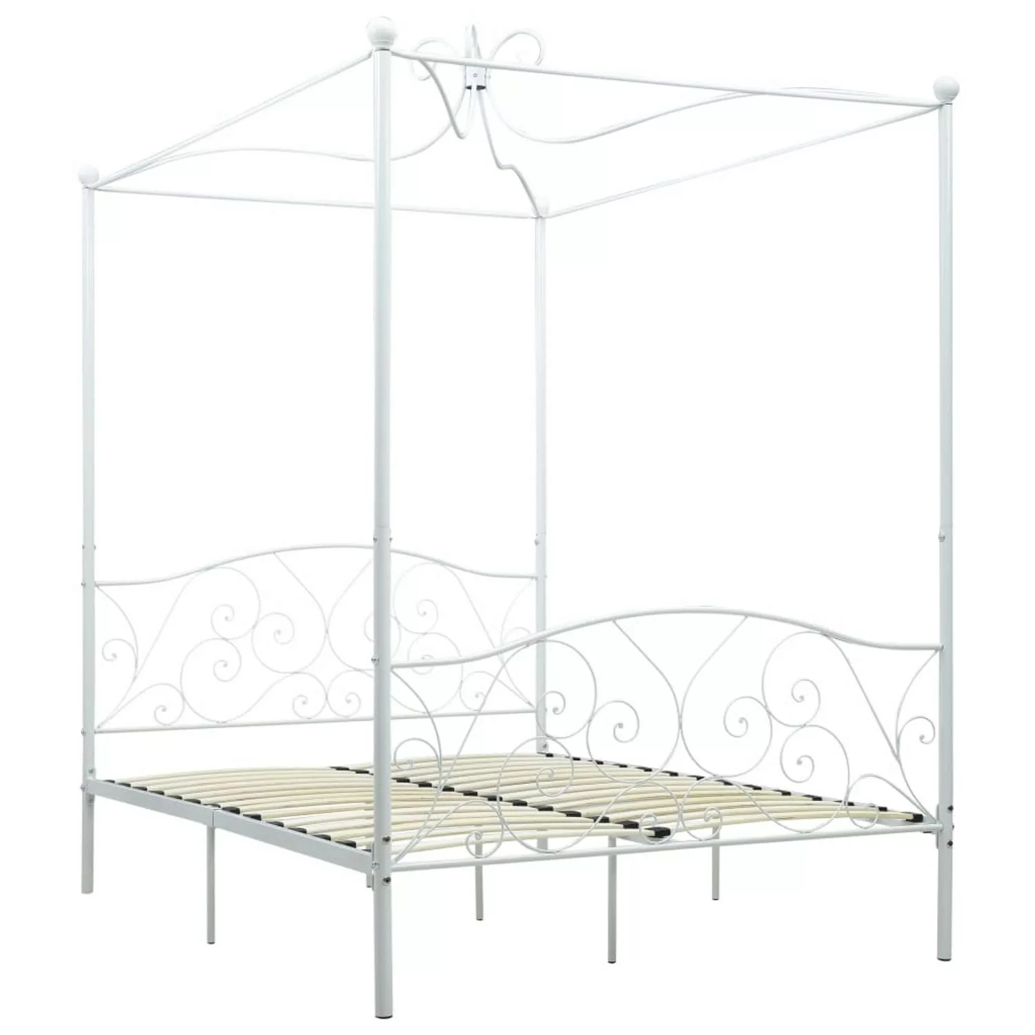 Himmelbett-gestell Weiß Metall 140 X 200 Cm günstig online kaufen