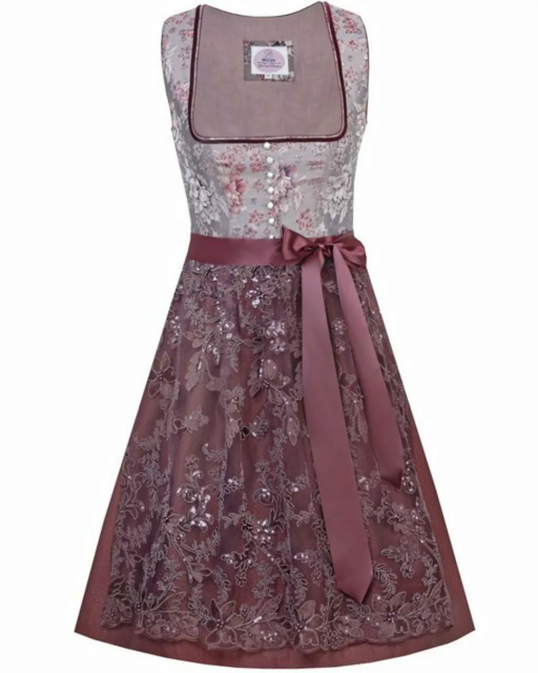 MarJo Dirndl 'Rita' mit Spitzenschürze 698465, Wine 65cm günstig online kaufen