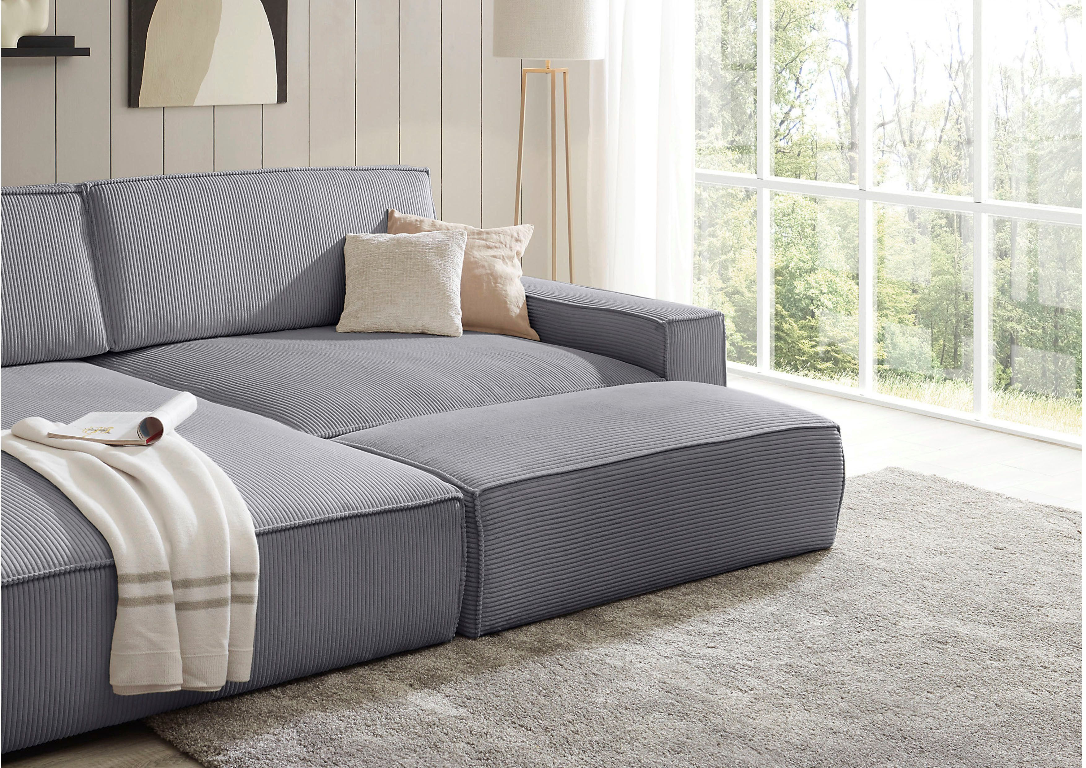 Home affaire Hocker "NEU: SHERWOOD XXL, Polsterhocker, Cord, Webstoff", rec günstig online kaufen