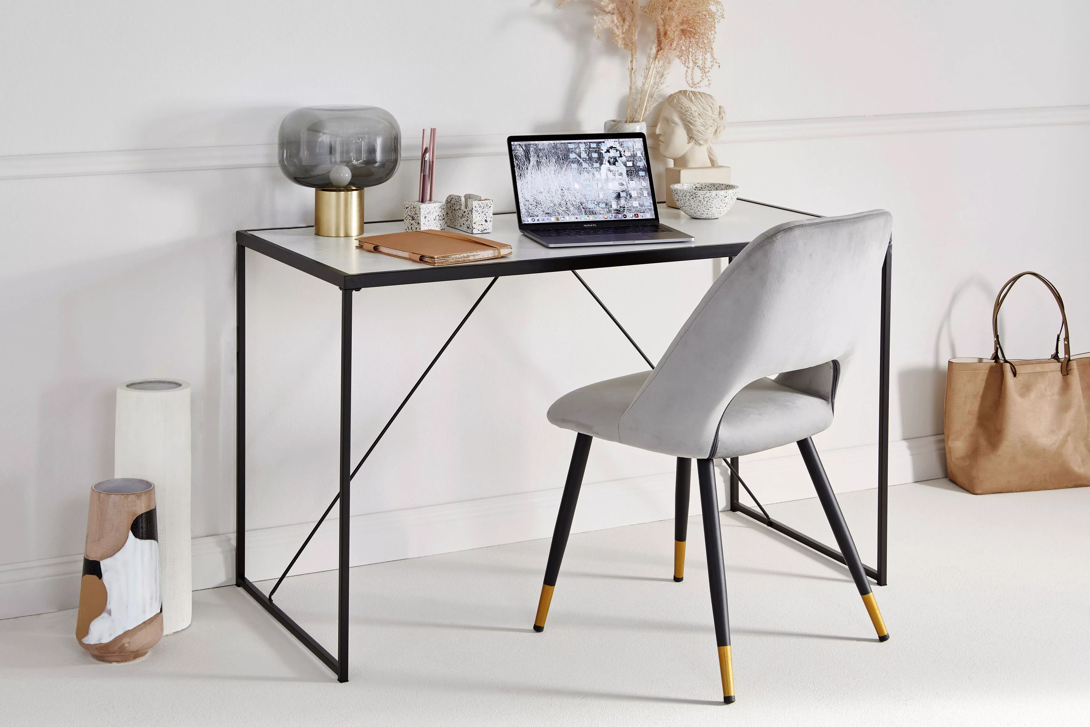Jahnke Schreibtisch "GLAM", Schreibtisch in edlem Marmor-Look günstig online kaufen
