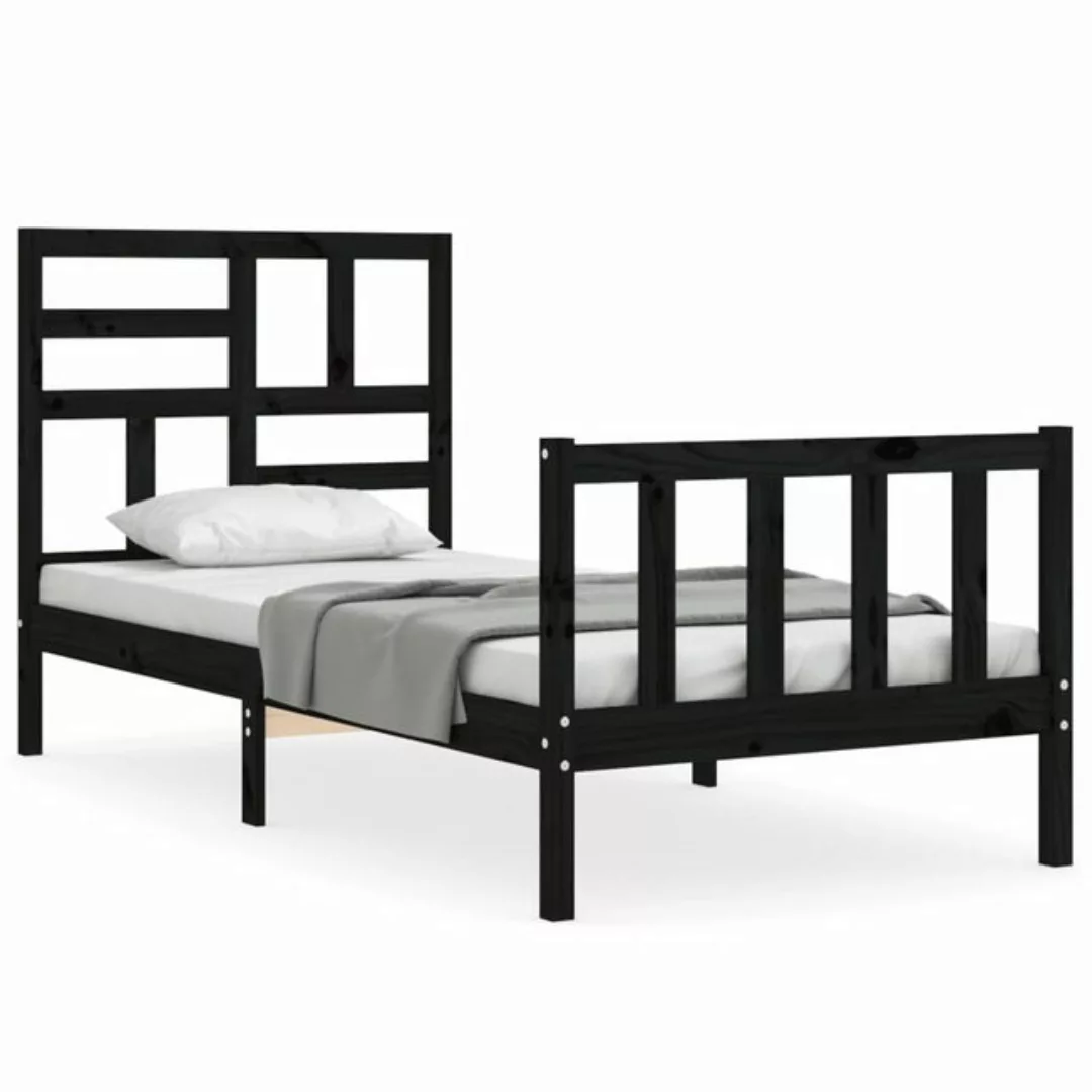 vidaXL Bett Massivholzbett mit Kopfteil Schwarz günstig online kaufen