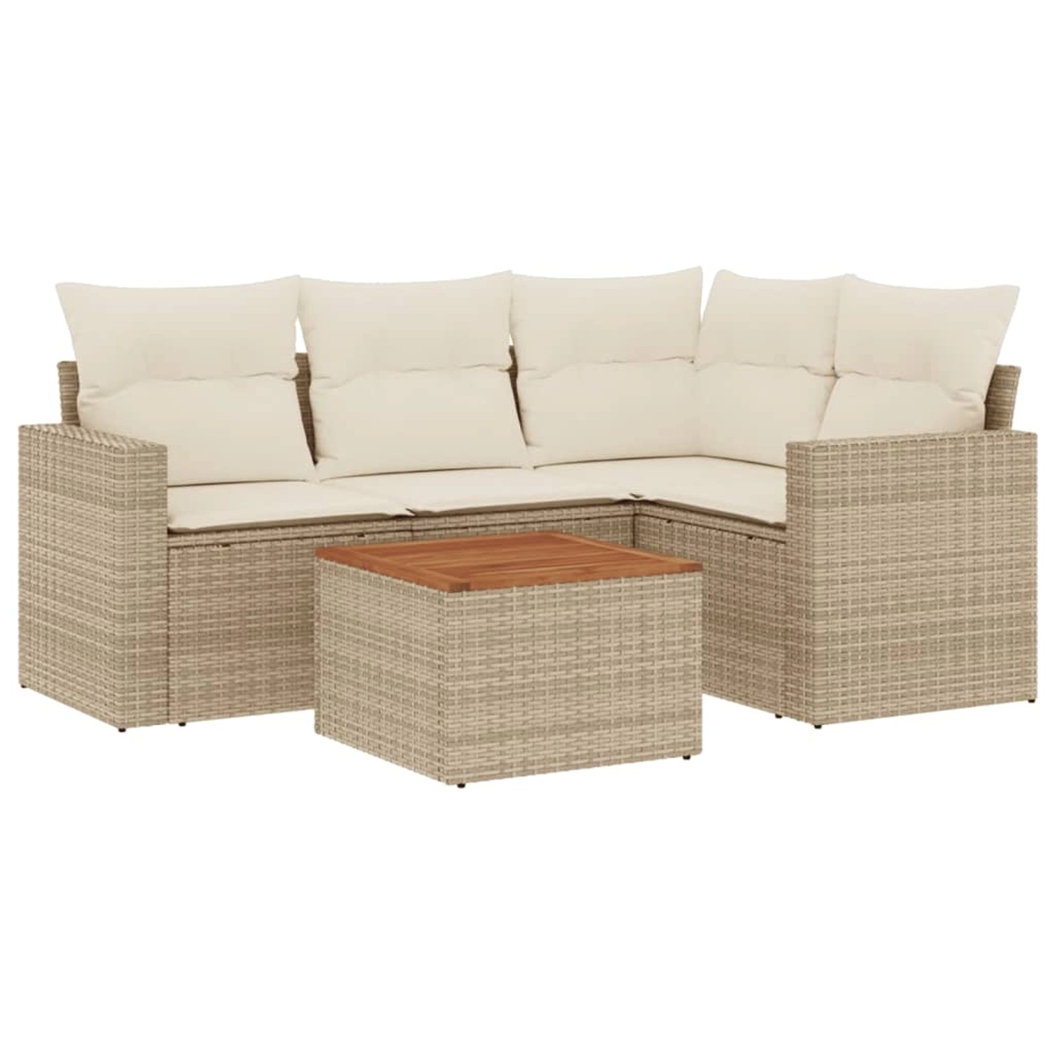vidaXL 5-Tlg Garten-Sofagarnitur mit Kissen Beige Poly Rattan 3256436 günstig online kaufen