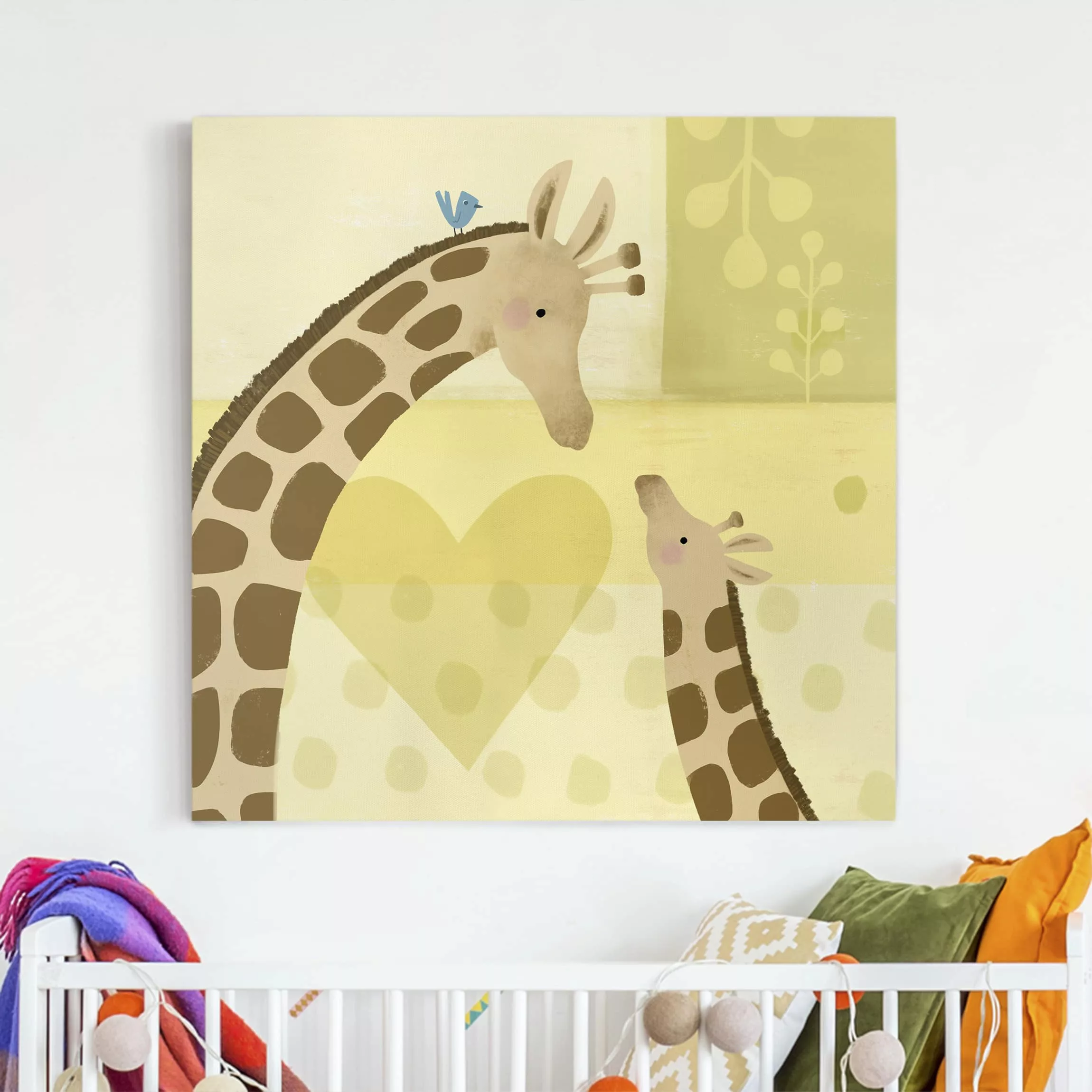 Leinwandbild Kinderzimmer - Quadrat Mama und ich - Giraffen günstig online kaufen