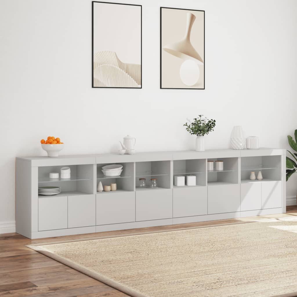 vidaXL Sideboard Sideboard mit LED-Leuchten Weiß günstig online kaufen
