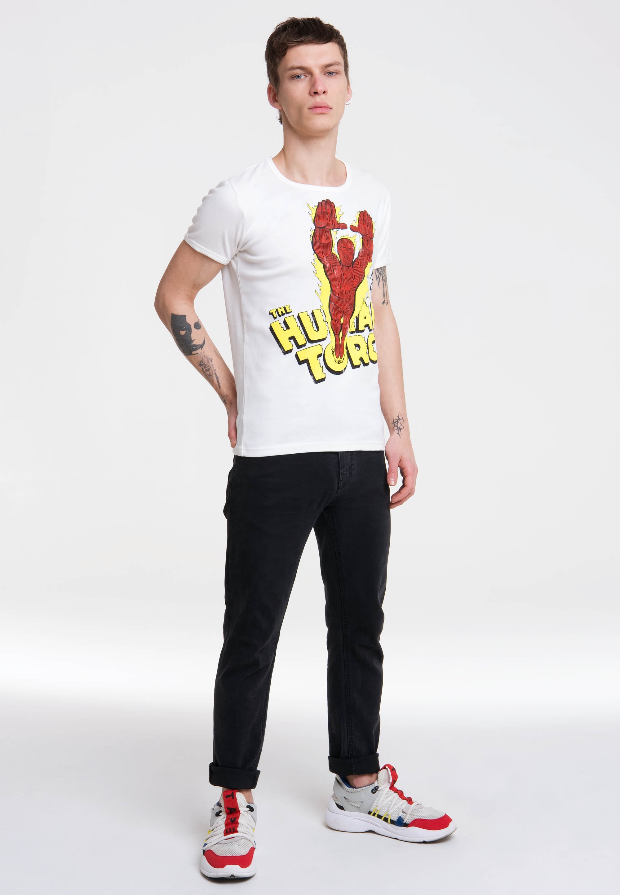 LOGOSHIRT T-Shirt "Human Torch Flame On", mit coolem Heldenmotiv günstig online kaufen