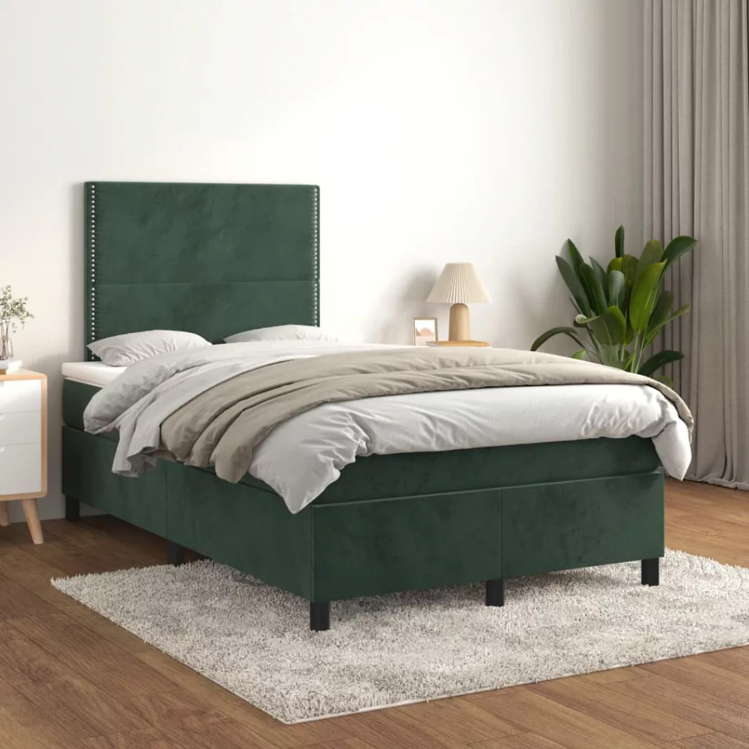 Vidaxl Boxspringbett Mit Matratze Dunkelgrün 120x200 Cm Samt günstig online kaufen