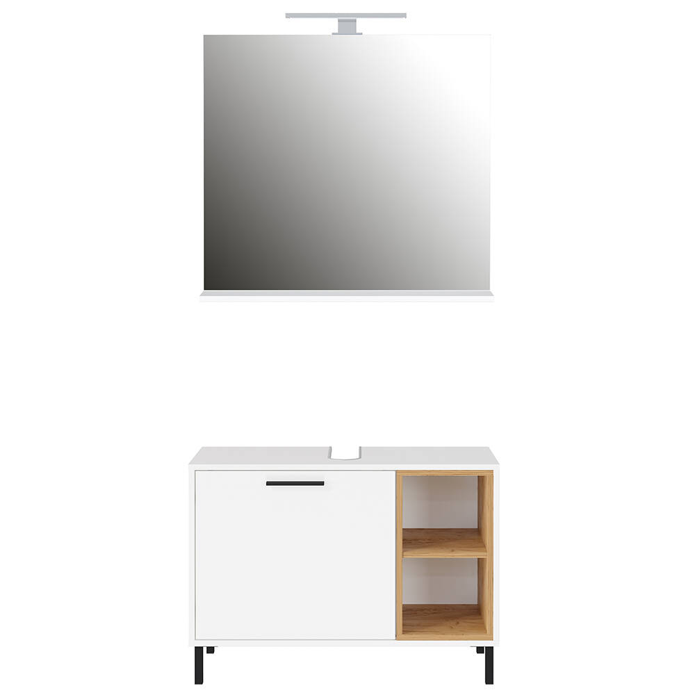 Badezimmer Set 2-teilig modern in weiß mit Eiche LAMIA-01 günstig online kaufen