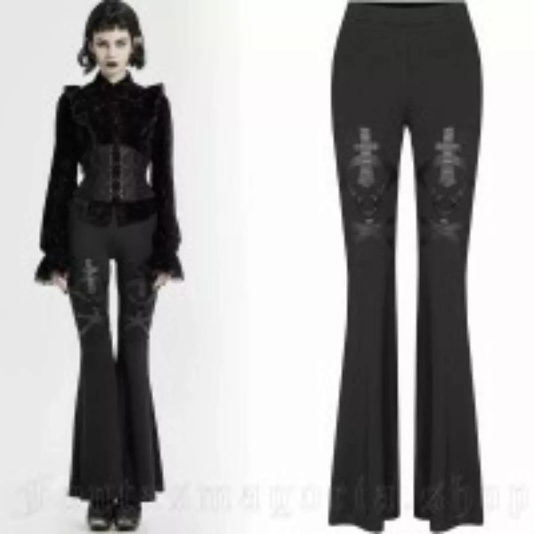 Schwarze, ausgestellte Leggings im Goth-Stil günstig online kaufen