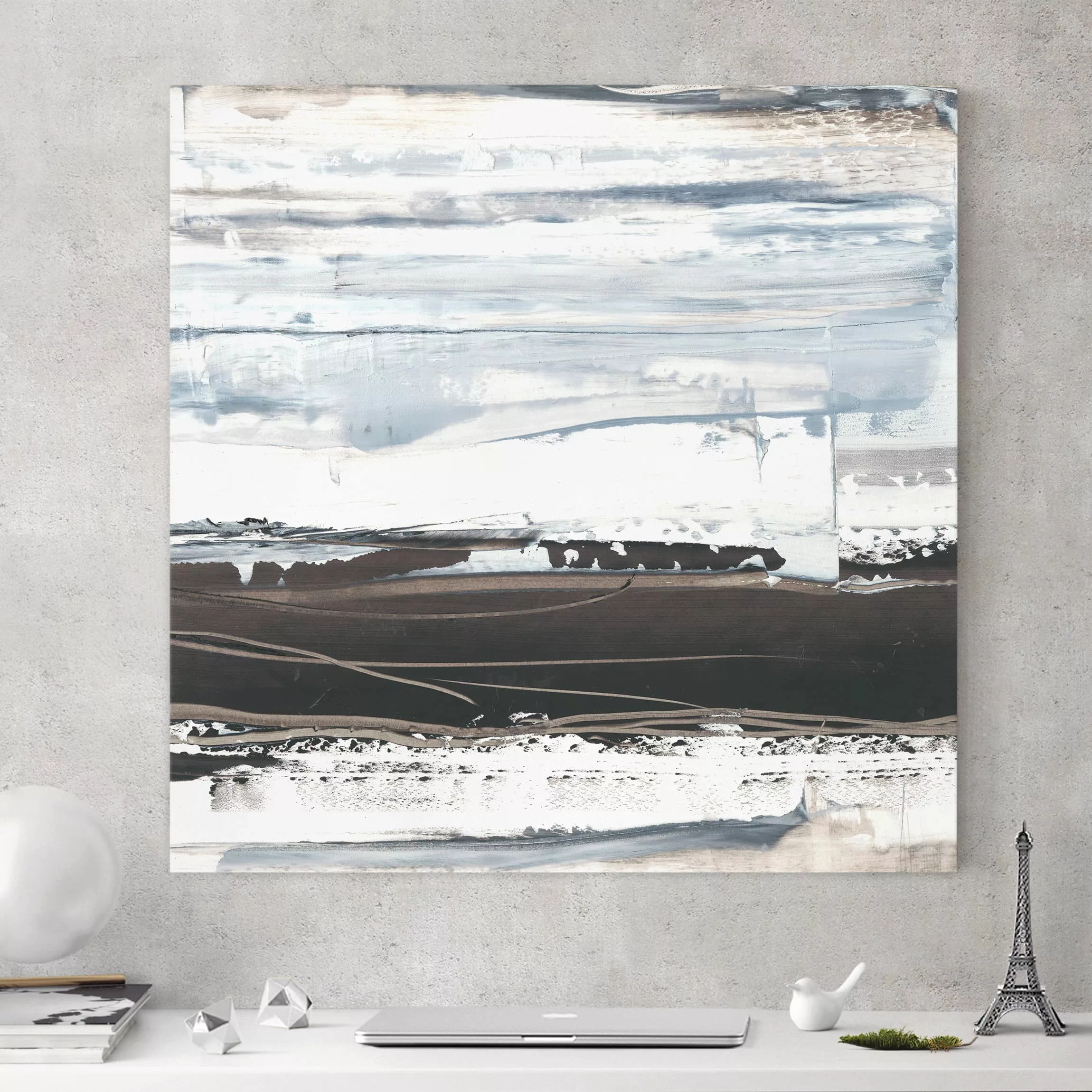 Leinwandbild Abstrakt - Quadrat Eisiger Horizont II günstig online kaufen