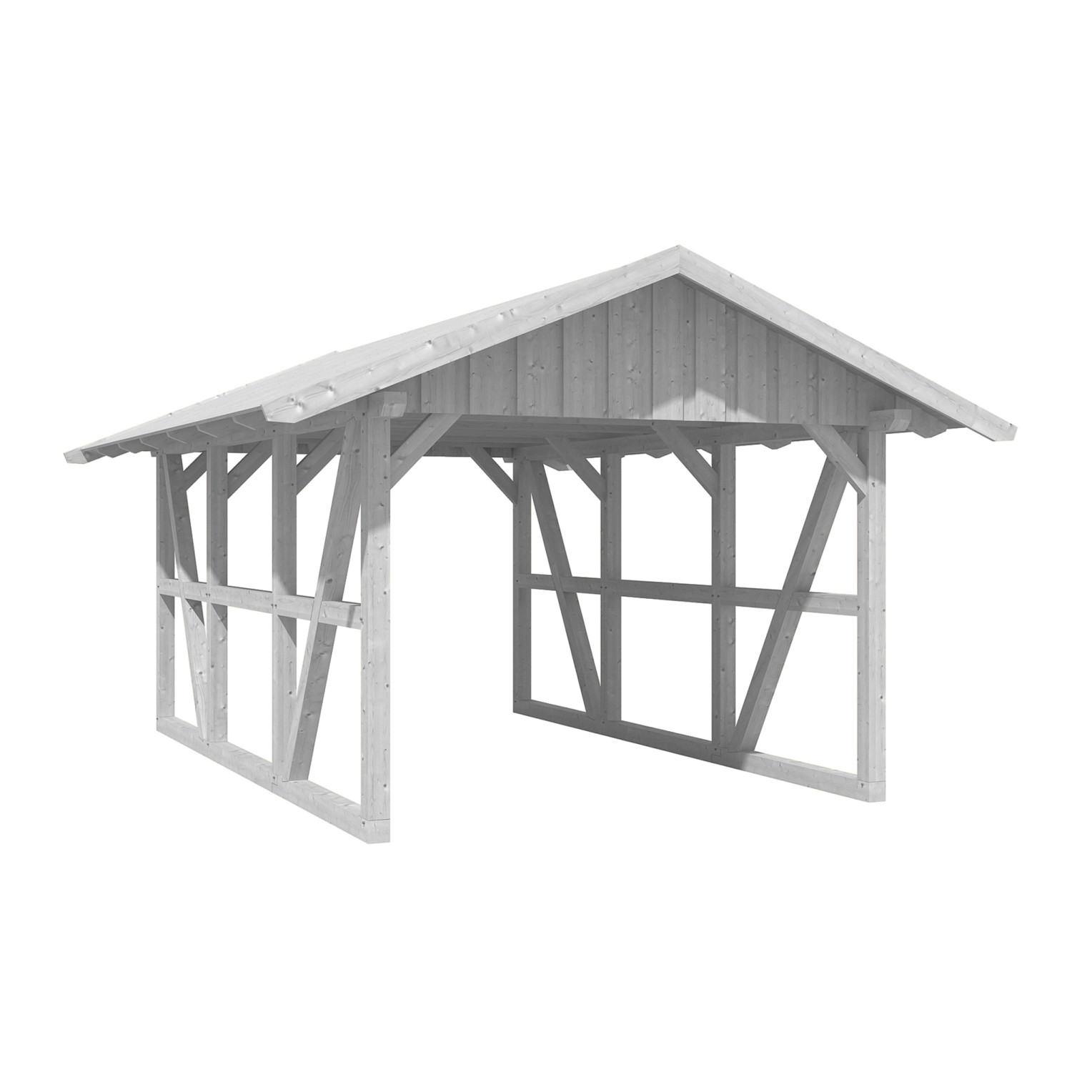 Skan Holz Carport Schwarzwald mit Dachschalung 424 x 600 cm Weiß günstig online kaufen