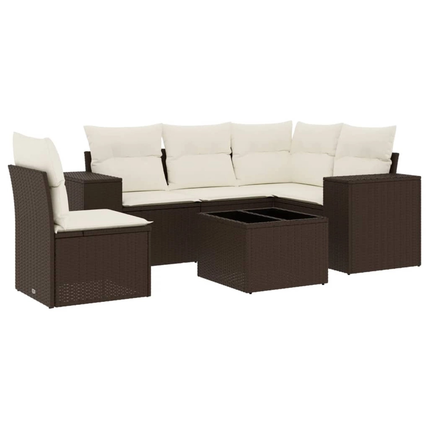 vidaXL 6-Tlg Garten-Sofagarnitur mit Kissen Braun Poly Rattan 3254920 günstig online kaufen