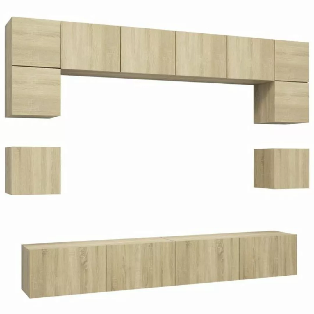 furnicato TV-Schrank 8-tlg. TV-Schrank-Set Sonoma-Eiche Holzwerkstoff günstig online kaufen