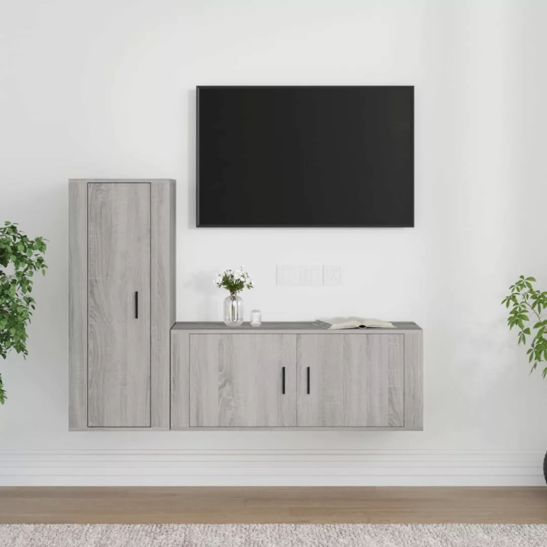 Vidaxl 2-tlg. Tv-schrank-set Grau Sonoma Holzwerkstoff günstig online kaufen