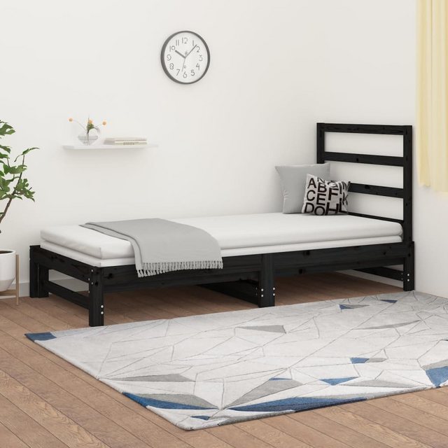 vidaXL Bett Tagesbett Ausziehbar Schwarz 2x(90x200) cm Massivholz Kiefer günstig online kaufen