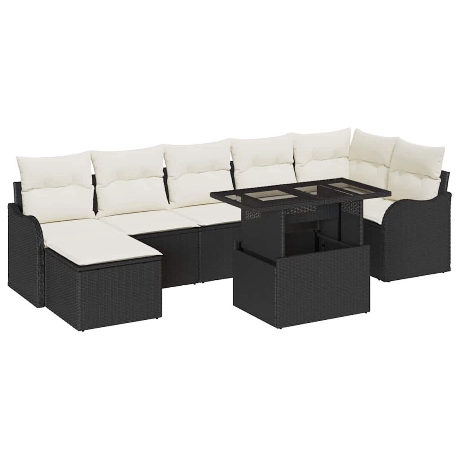 vidaXL Garten-Sofa-Set mit Kissen 8-Tlg Schwarz Poly Rattan 3348503 günstig online kaufen