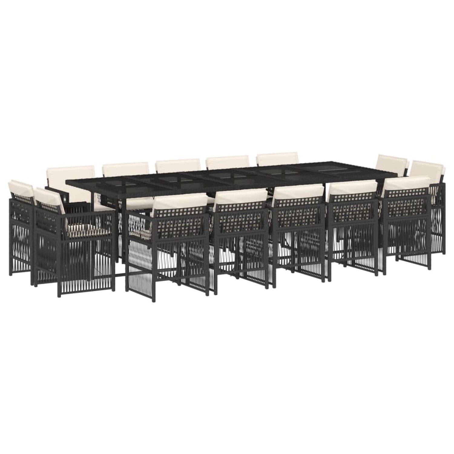 vidaXL 15-Tlg Garten-Essgruppe mit Kissen Schwarz Poly Rattan 3211050 günstig online kaufen