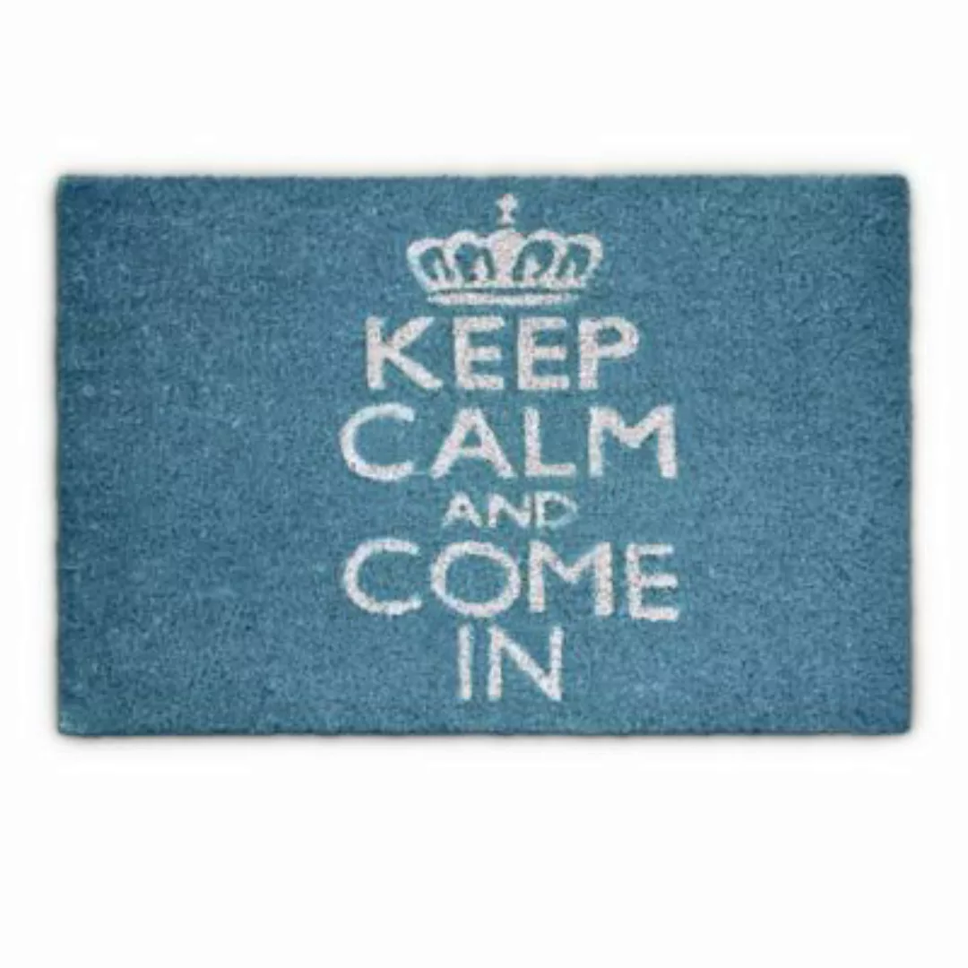 relaxdays Fußmatte Keep Calm Kokos blau 40x60 cm günstig online kaufen
