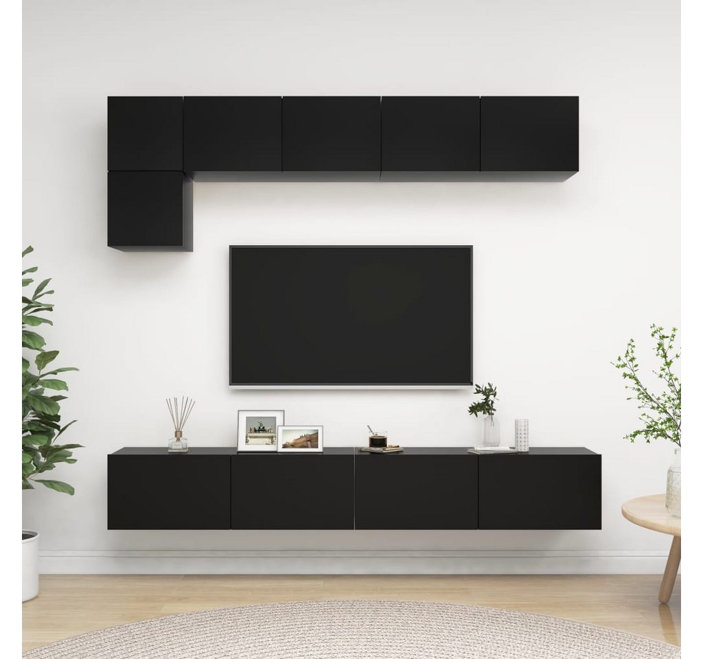 vidaXL TV-Schrank 5-tlg TV-Schrank-Set Schwarz Spanplatte günstig online kaufen