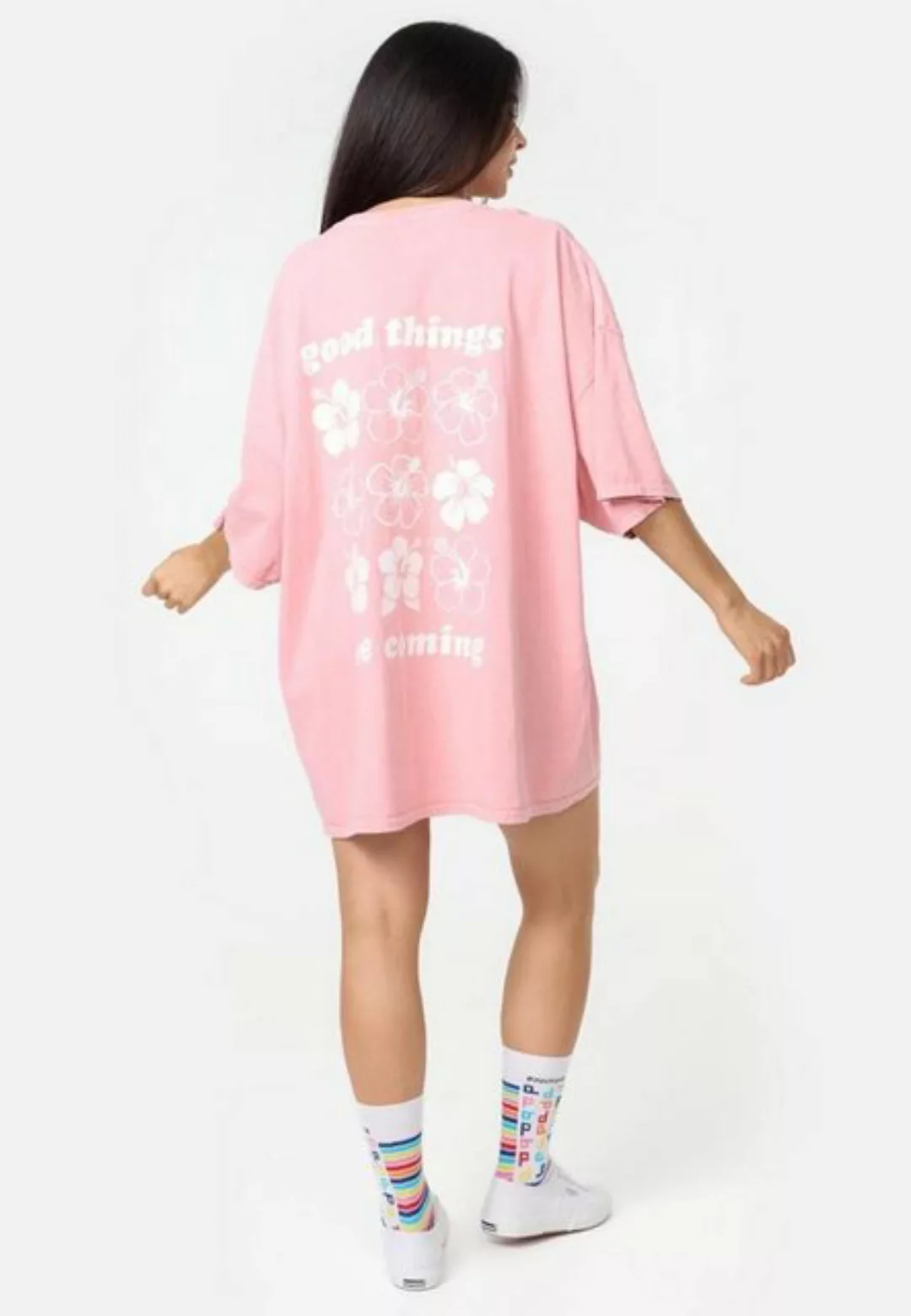 Worldclassca T-Shirt Worldclassca Oversized Print Flower T-Shirt lang Tee S günstig online kaufen