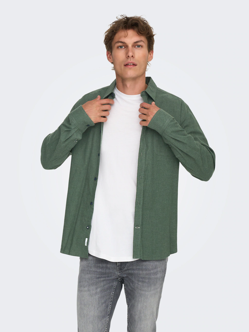 ONLY & SONS Langarmhemd "ONSROAD LIFE REG MELANGE LS SHIRT NOOS" günstig online kaufen